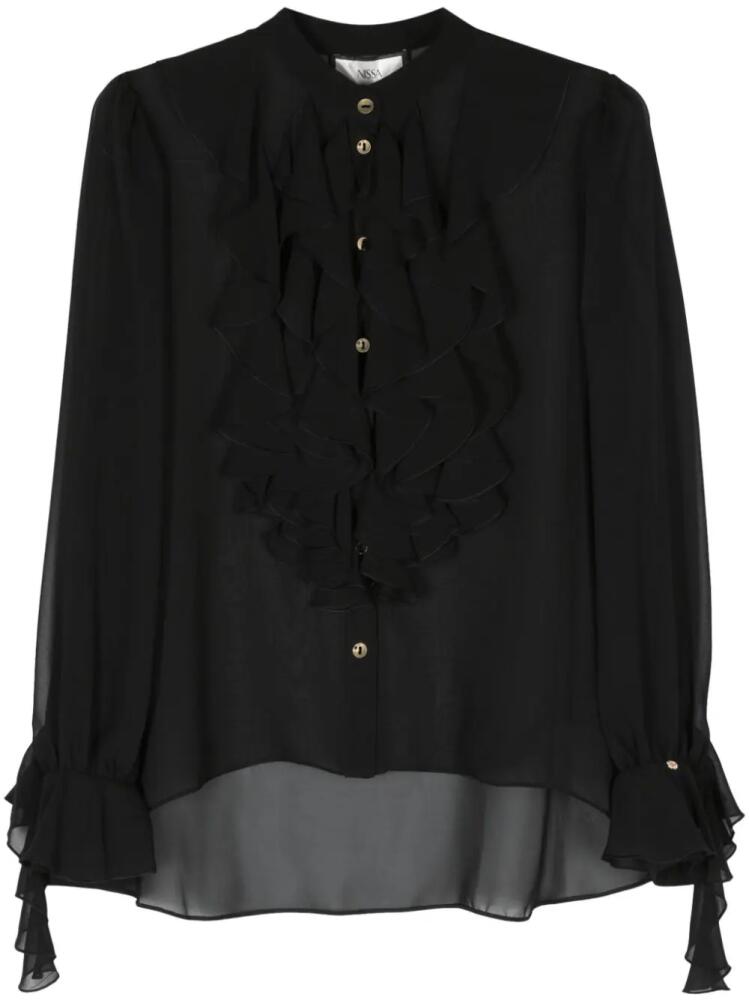 NISSA ruffled semi-sheer blouse - Black Cover