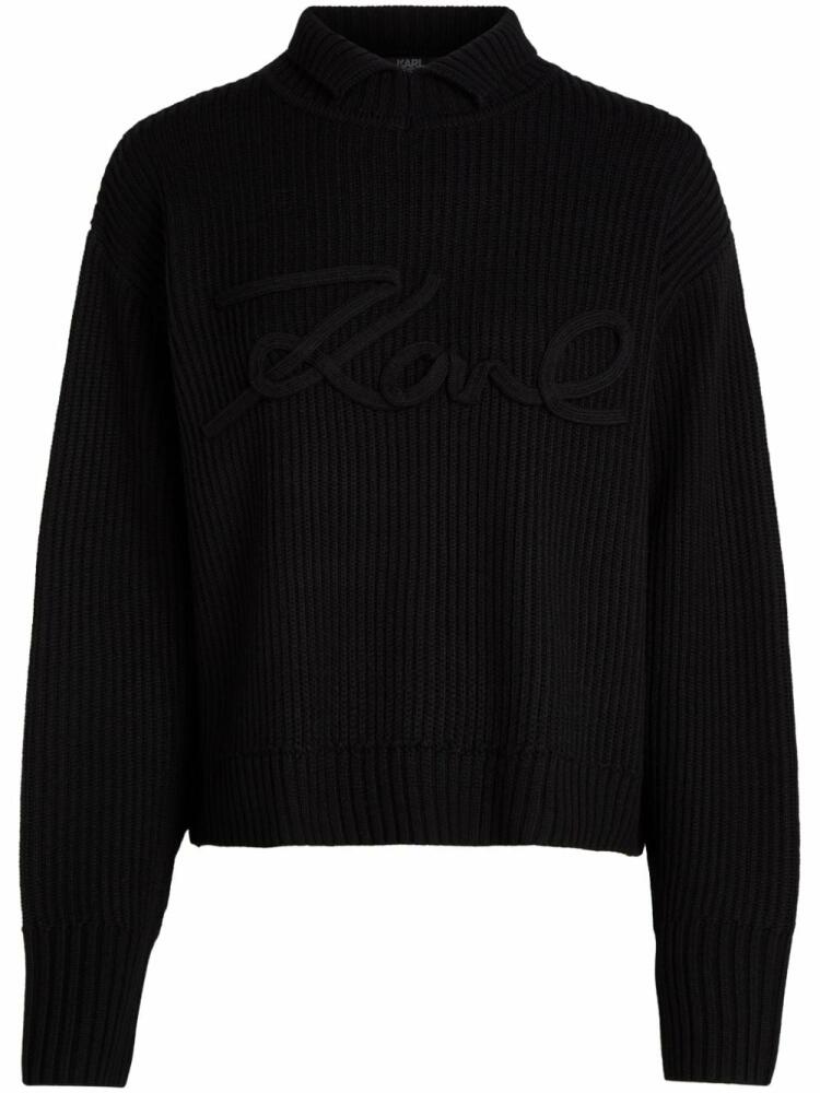 Karl Lagerfeld logo-appliqué knitted jumper - Black Cover