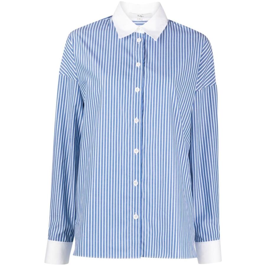 Tibi Ladies Blue Multi Regal Stripe Gabe Shirt Cover