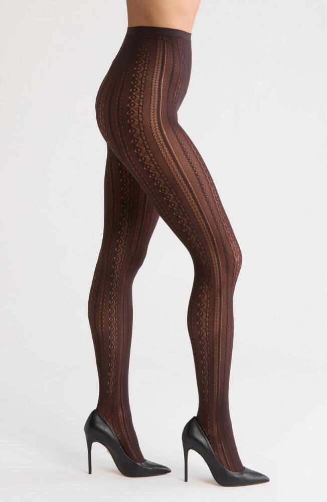 Nordstrom Vertical Pattern Mesh Tights in Chocolate Cover