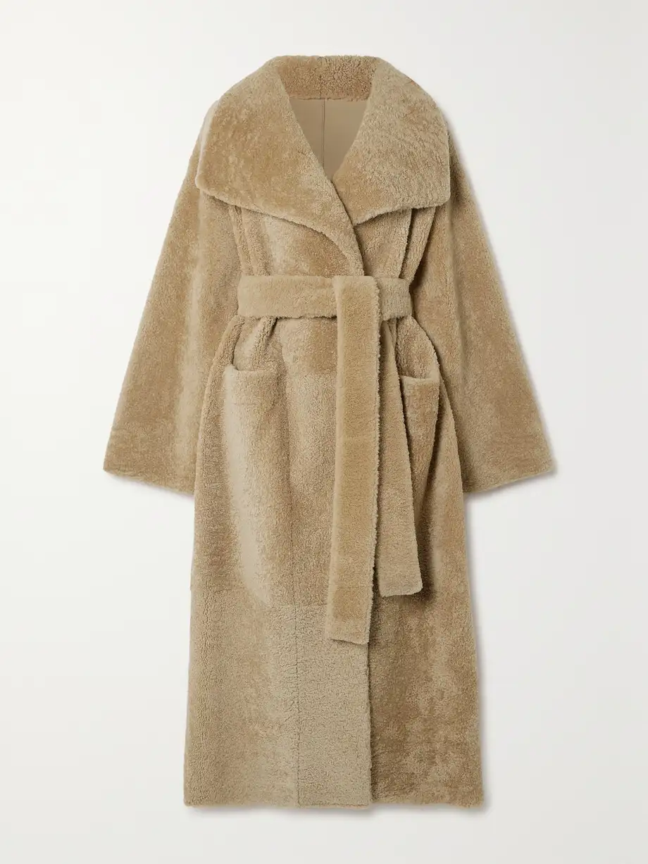 TOTEME - Belted Shearling Coat - Neutrals Cover