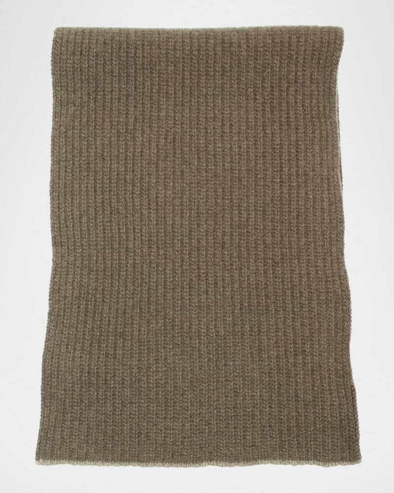 Portolano Men's Ribbed Cashmere Contrast-Tip Scarf Cover