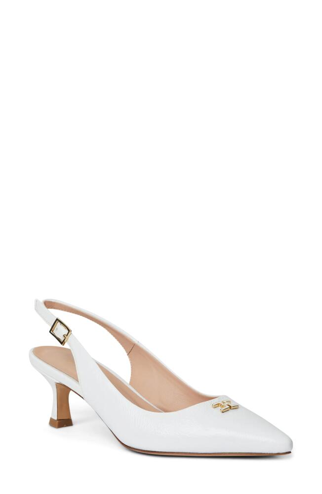 Bruno Magli Fiona Slingback Pointed Toe Pump in White Crinkled Paten Cover