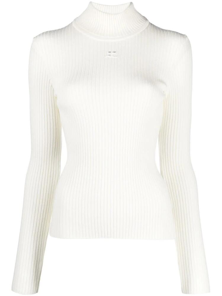 Courrèges funnel-neck long-sleeve top - Neutrals Cover