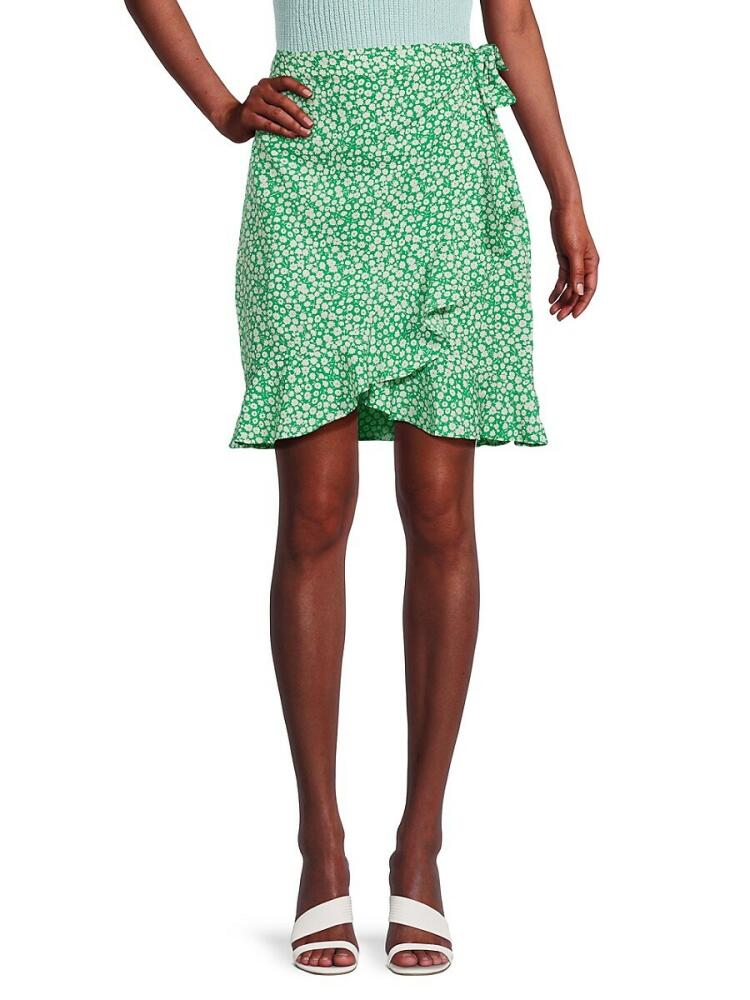 Vero Moda Women's Henna Floral Mini Wrap Skirt - Bright Green Cover