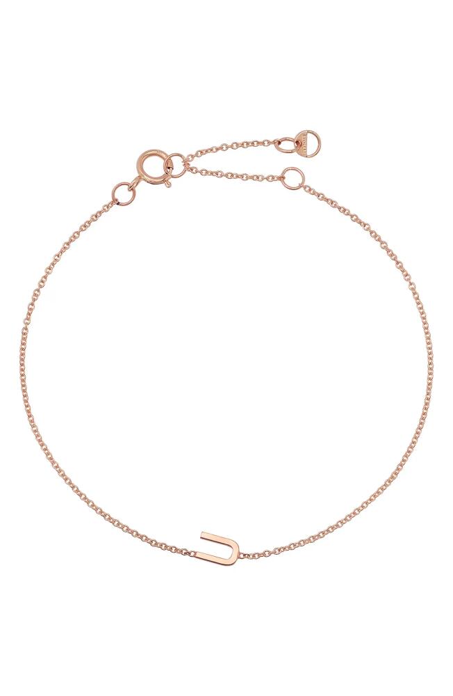 BYCHARI Initial Pendant Bracelet in 14K Rose Gold-U Cover