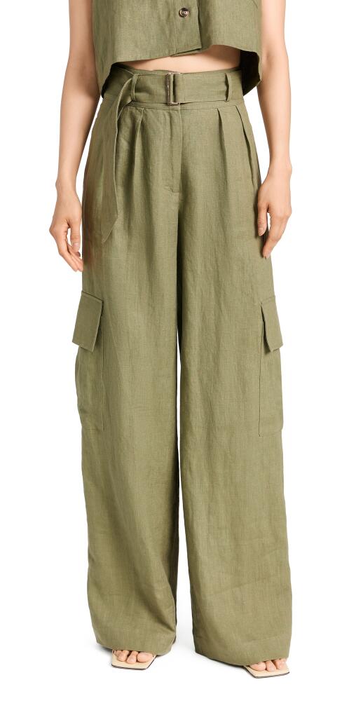 HEVRON Maggie Linen Pants Olive Cover