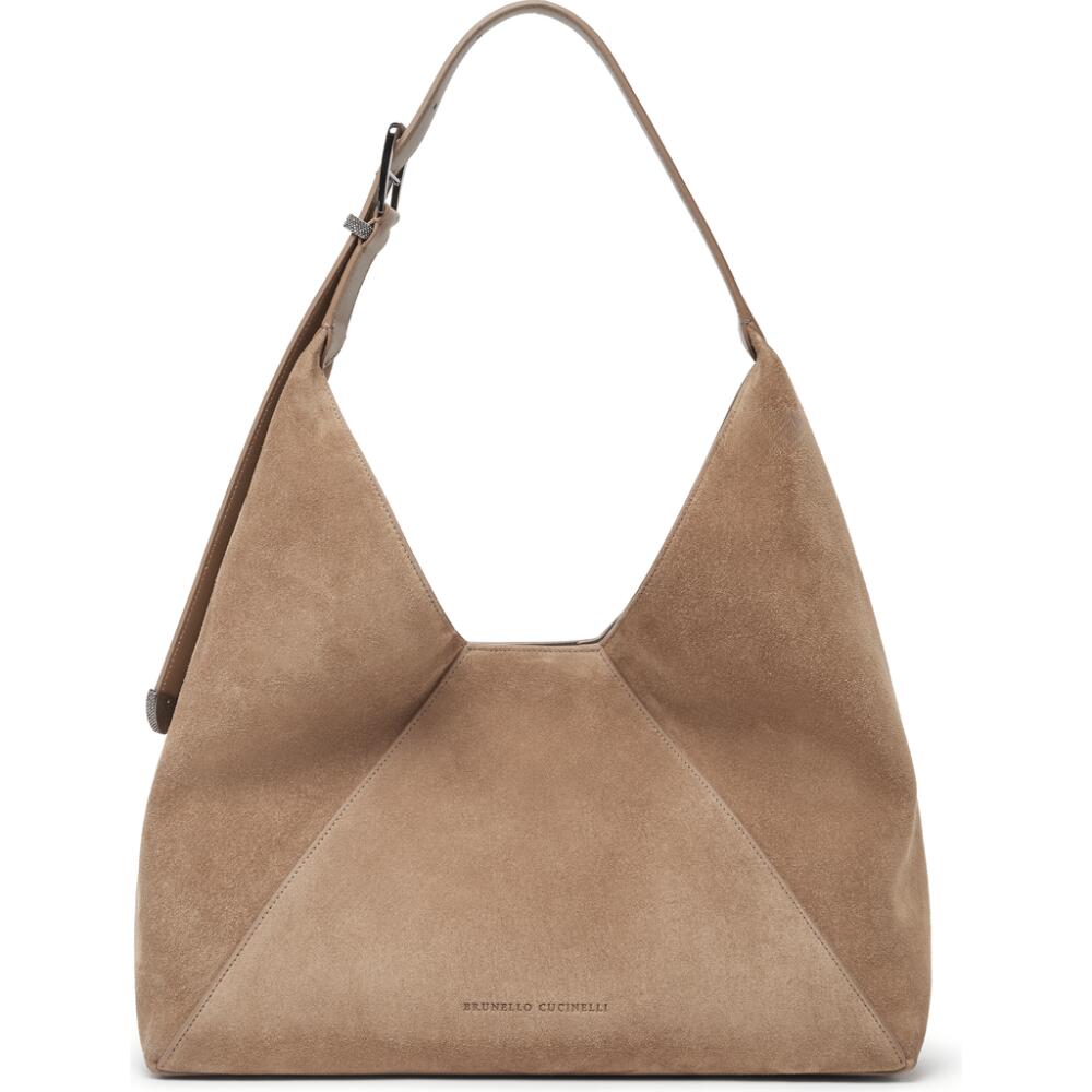 Brunello Cucinelli Sueded calfskin hobo bag in Tobacco Cover