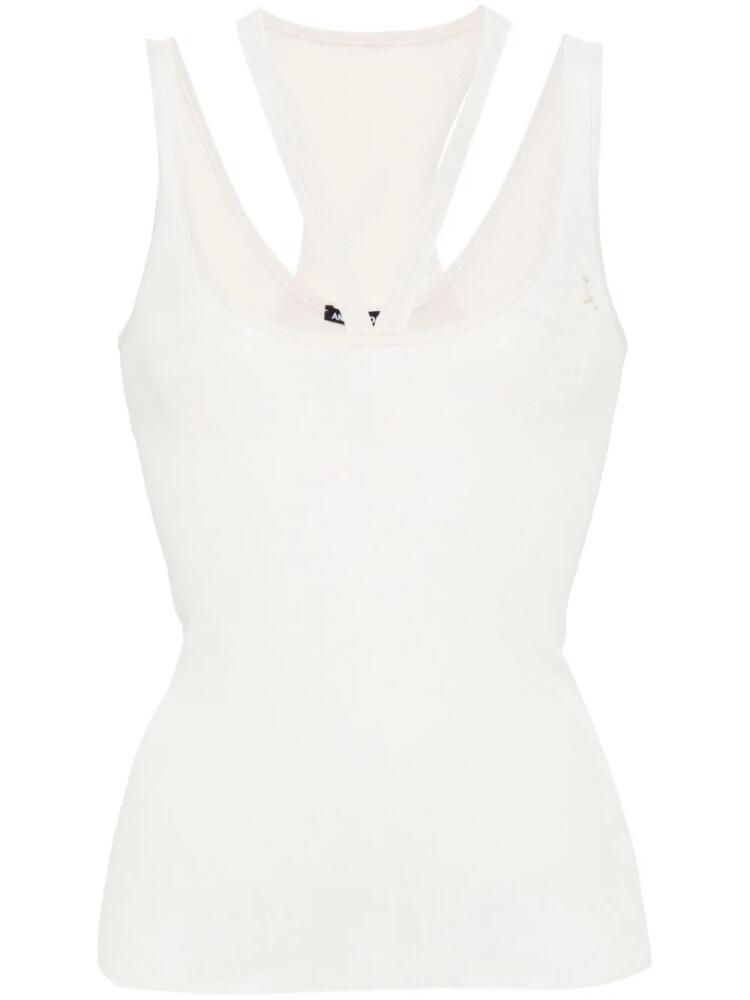 ANDREĀDAMO fine-ribbed cut-out tank top - Neutrals Cover