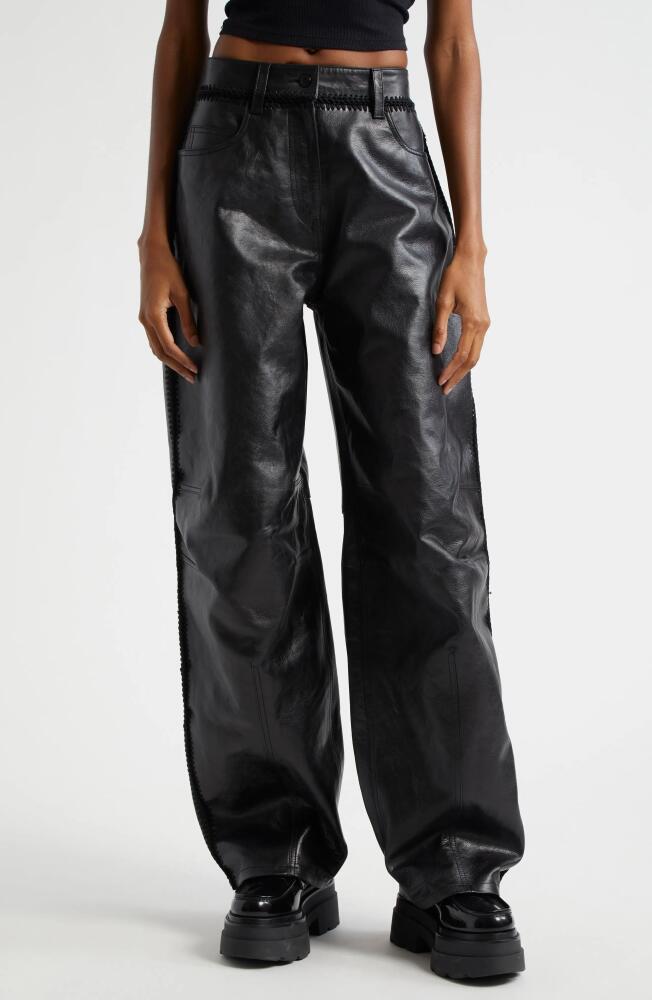 Alexander Wang Whipstitch Leather Wide Leg Pants in Black Cover