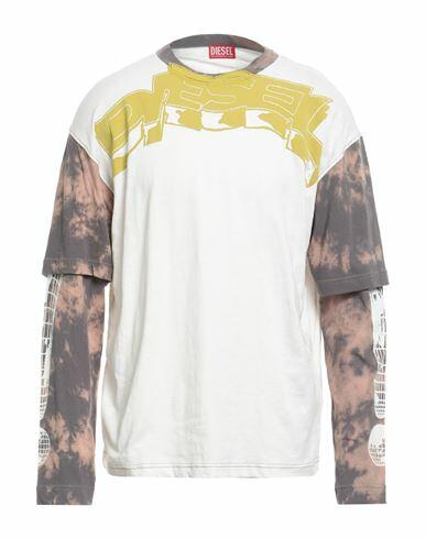 Diesel Man T-shirt Off white Cotton Cover