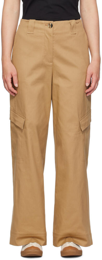 GANNI Tan Straight-Leg Cargo Pants Cover