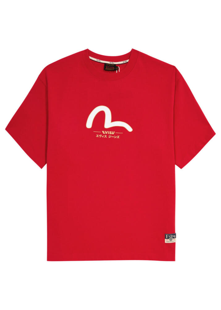 Evisu Daicock and Kamon Printed Cotton T-shirt - Dark Red Cover