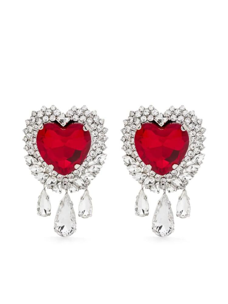 Alessandra Rich heart crystal earrings - Red Cover