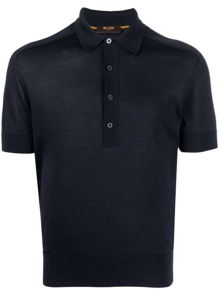 Moorer semi-sheer silk polo shirt - Blue Cover