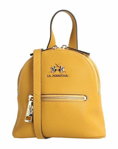 La Martina Woman Cross-body bag Mustard Calfskin, Synthetic fibers Cover