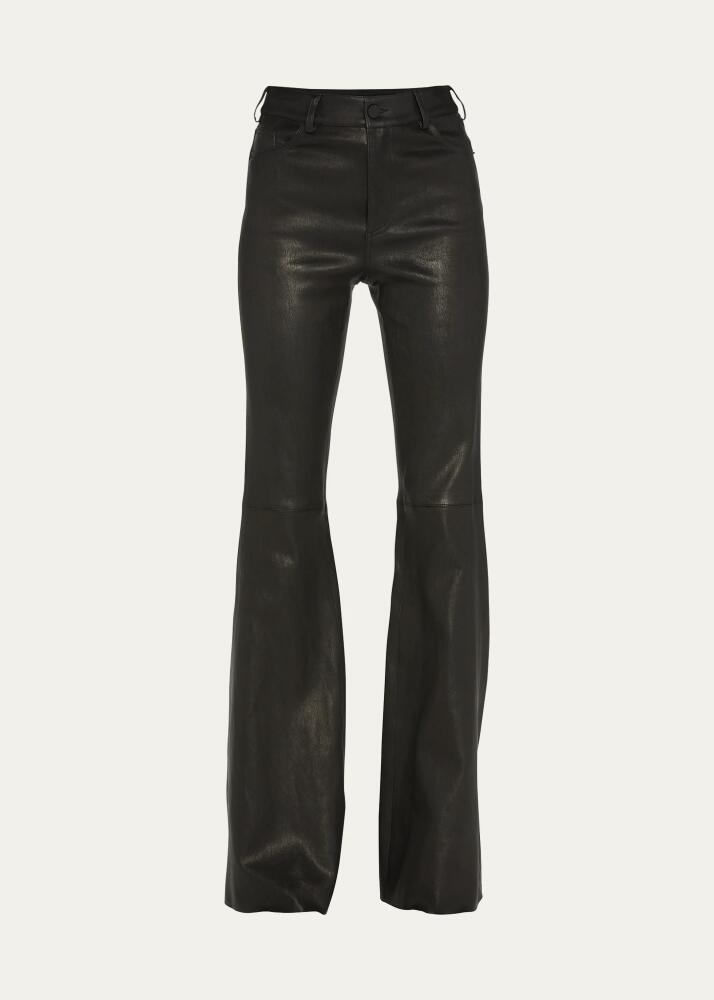 Alice + Olivia Brent High-Waist Leather Bell Pants Cover