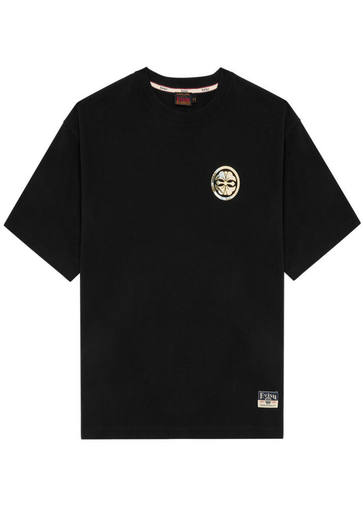 Evisu Kamon and The Great Wave Printed Cotton T-shirt - Black Cover