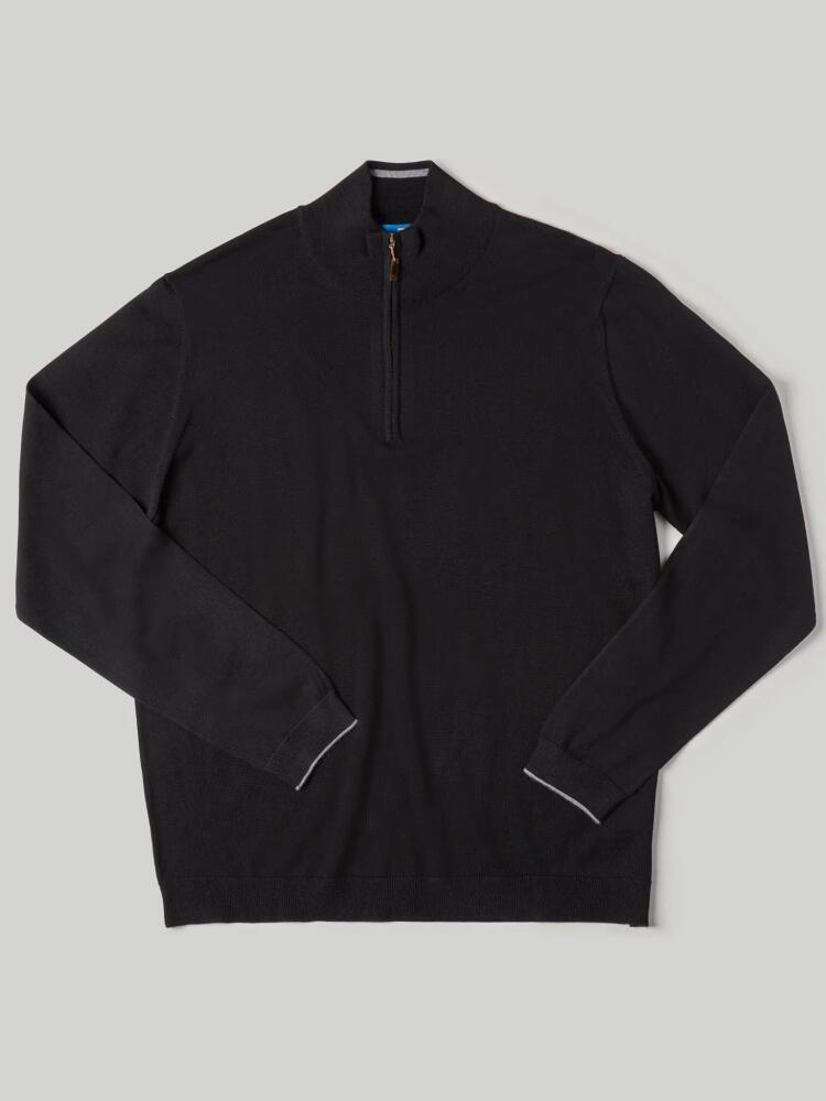 Robert Talbott Eastwood Quarter Zip Sweater in Black With Gray Tipping Cover