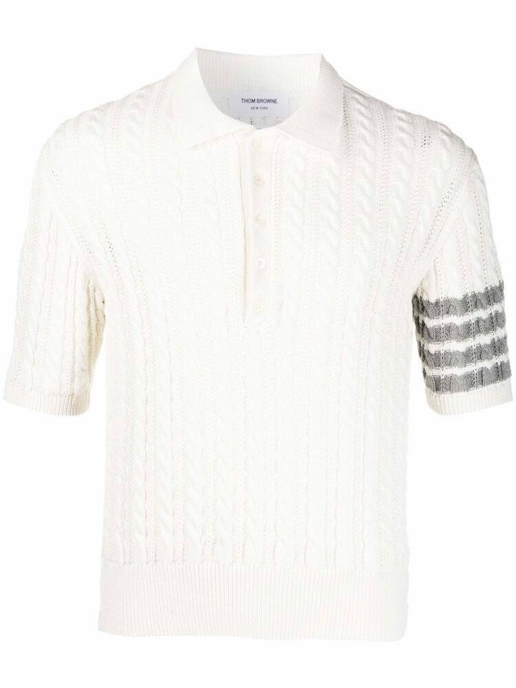 Thom Browne 4-Bar cable polo shirt - White Cover