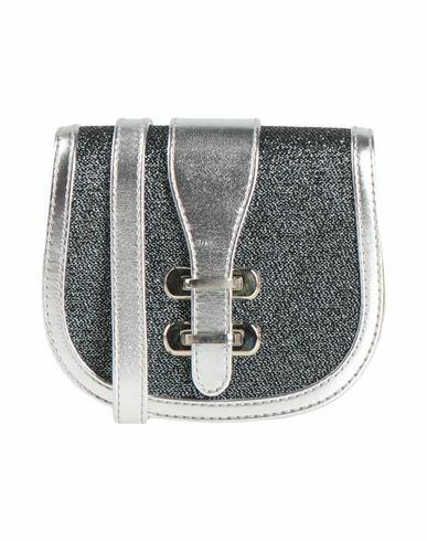 Alberta Ferretti Woman Cross-body bag Silver Leather, Textile fibers Cover