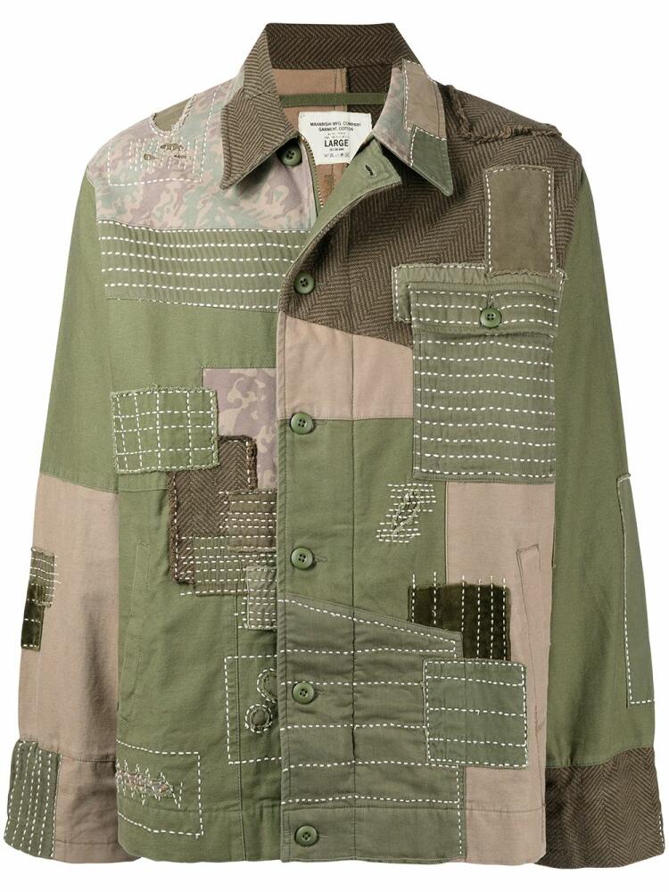 Maharishi patchwork-detail cotton shirt - Green Cover