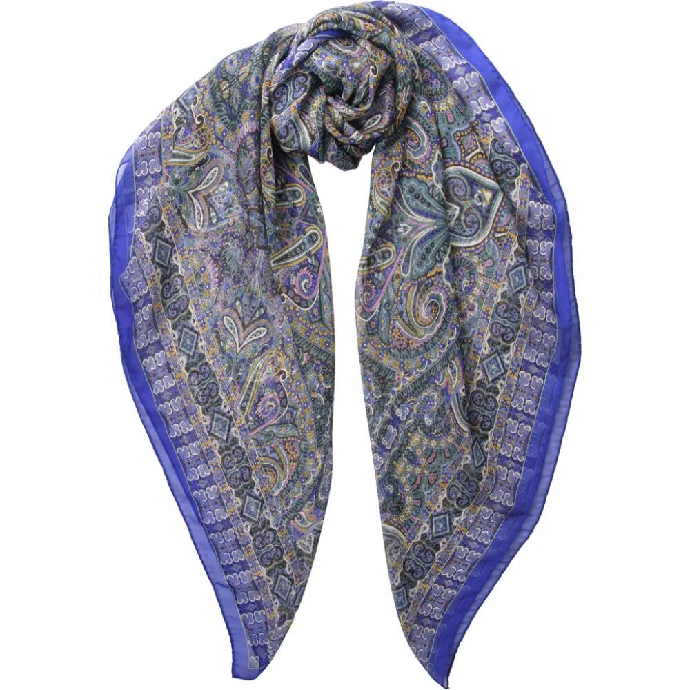 Elizabetta Ambra - Large Silk Scarf for Women in Blueberry Cover