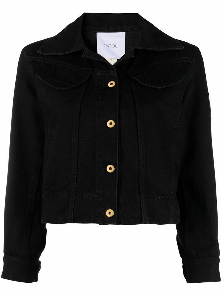 Patou cropped organic denim jacket - Black Cover