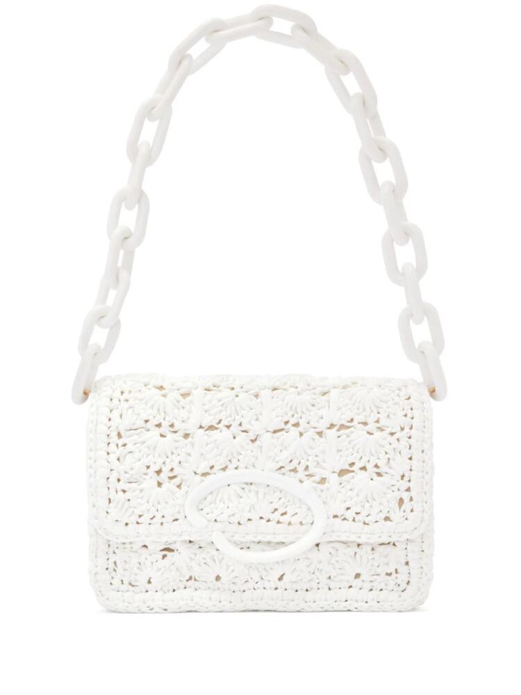 Oscar de la Renta O crochet raffia crossbody bag - White Cover