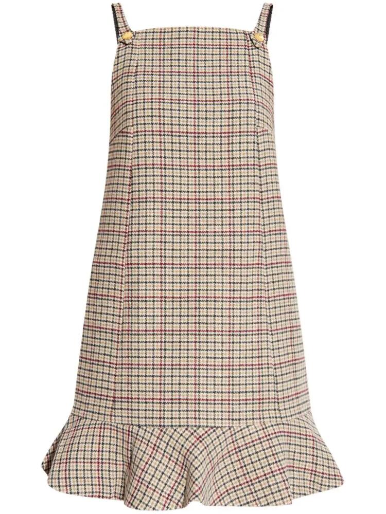 GANNI sleeveless checked minidress - Neutrals Cover