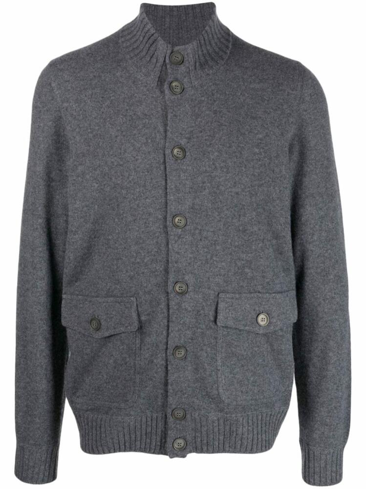 Barba high-neck cashmere cardigan - Grey Cover