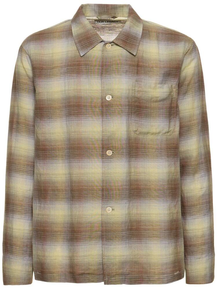 OUR LEGACY Check Print Linen & Cotton Boxy Shirt Cover