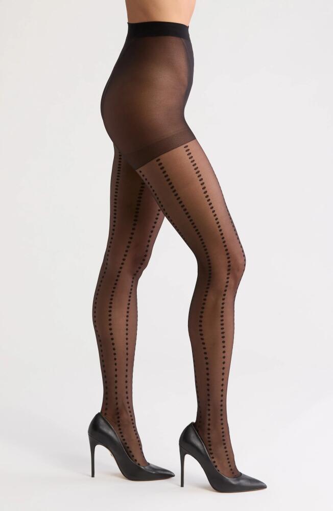 Nordstrom Dot Stripe Sheer Tights in Black Cover