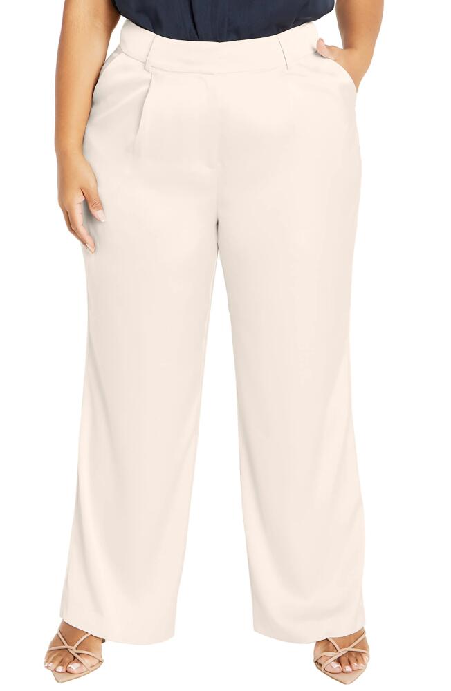 City Chic Rylie Wide Leg Satin Pants in Oat Cover