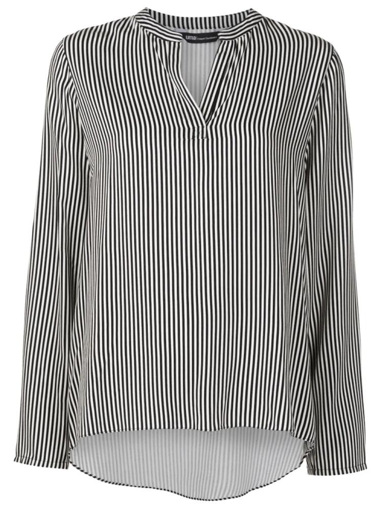 Uma | Raquel Davidowicz vertical-stripe split-neck blouse - Black Cover