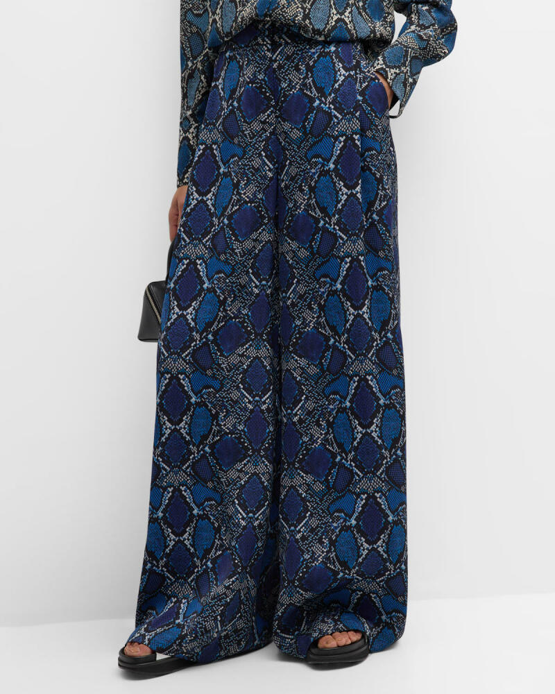 Kobi Halperin Vivian Snakeskin-Print High-Rise Wide-Leg Pants Cover