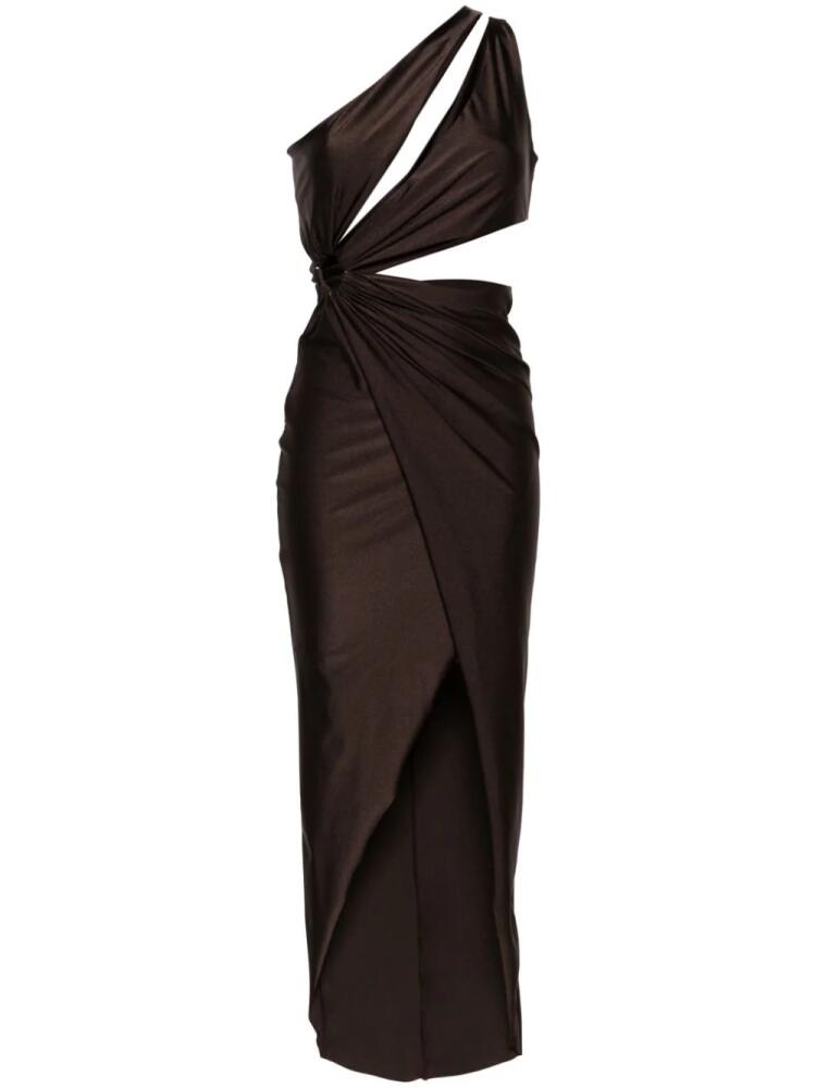 Amen asymmetric satin maxi dress - Brown Cover