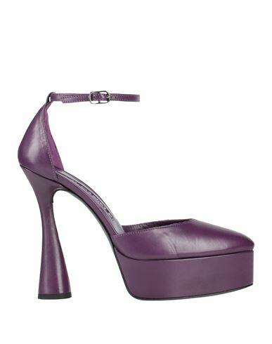 Eddy Daniele Woman Pumps Dark purple Leather Cover