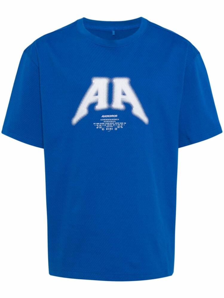 Ader Error logo-print cotton-blend t-shirt - Blue Cover