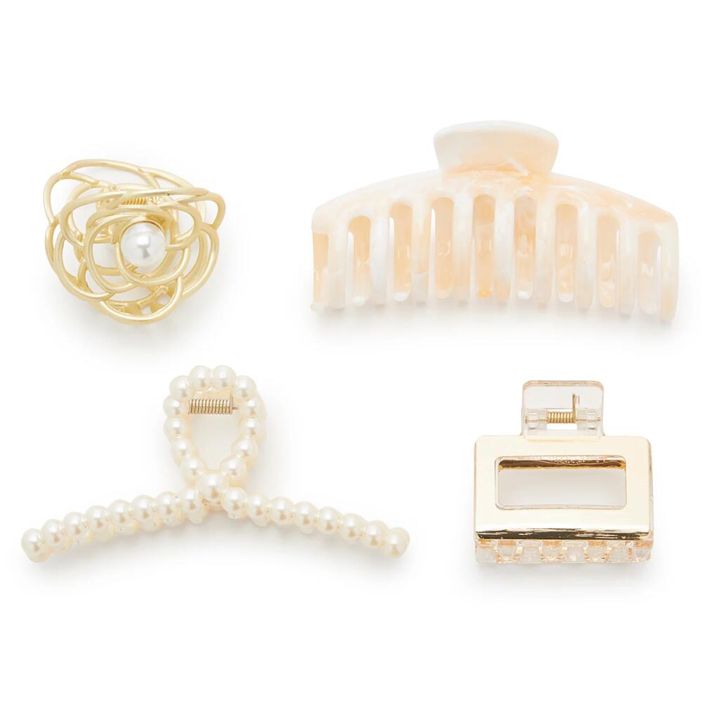 Kelly & Katie Faux Pearl & Gold Claw Hair Clip Set 4 Pack | Women's | Gold/Ivory Cover