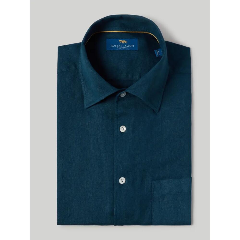 Robert Talbott Morgan Short Sleeve Linen Shirt in Indigo Blue Cover