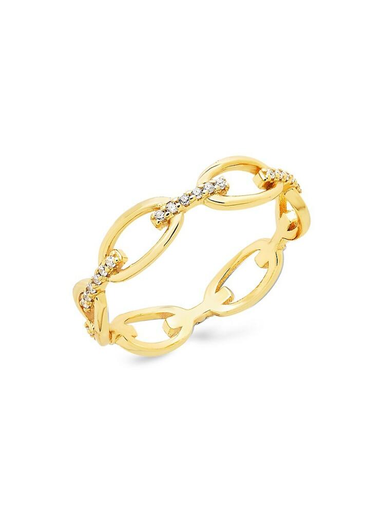 Sterling Forever Women's 14K Gold Vermeil & Crystal Open Chain Link Ring/Size 6 Cover