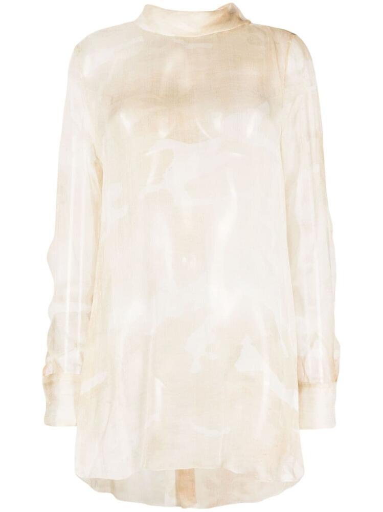 Ermanno Scervino camouflage-print silk blouse - Neutrals Cover