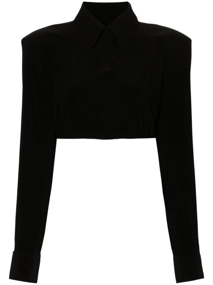 Norma Kamali padded-shoulders cropped shirt - Black Cover