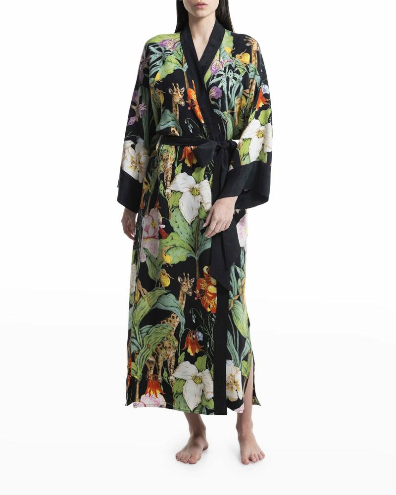 niLuu Printed Vegan Silk Kimono Robe Cover