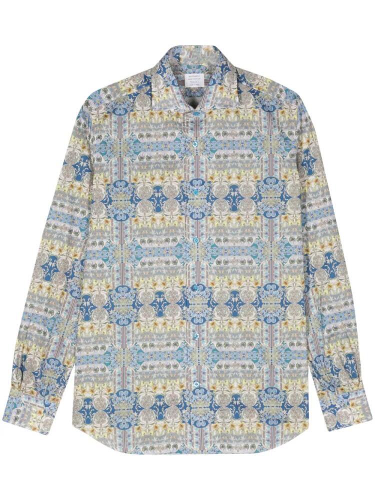 Mazzarelli floral-print cotton shirt - Blue Cover