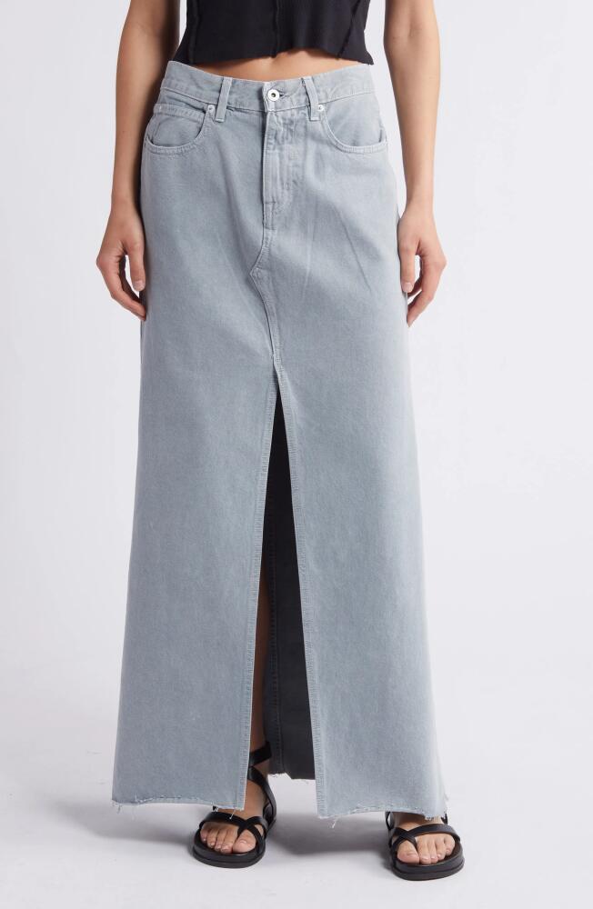 SLVRLAKE Raw Hem Denim Maxi Skirt in Dove Gray Cover