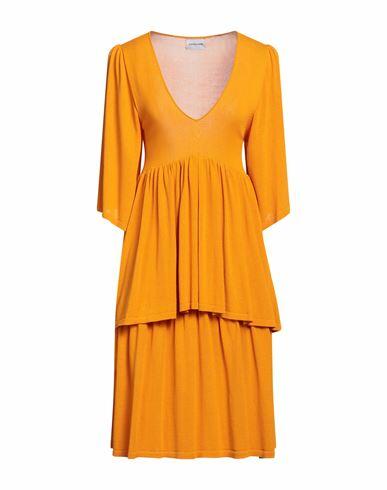 Scaglione Woman Midi dress Ocher Viscose, Cotton Cover