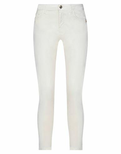 Relish Woman Pants White Cotton, Elastane Cover