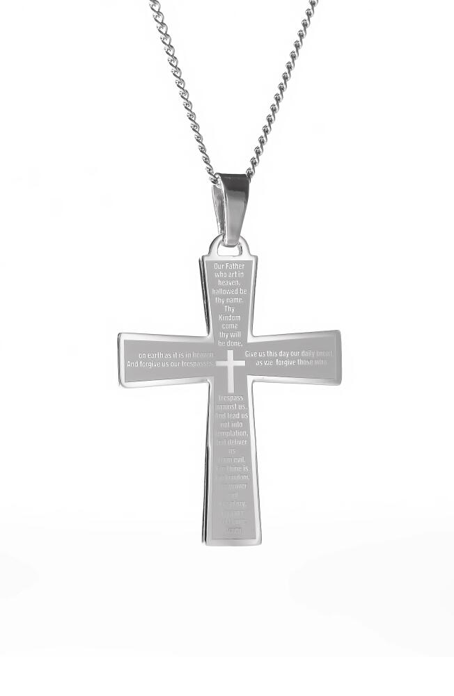 Brook and York Men's Lord's Prayer Cross Pendant Necklace in Silver Cover